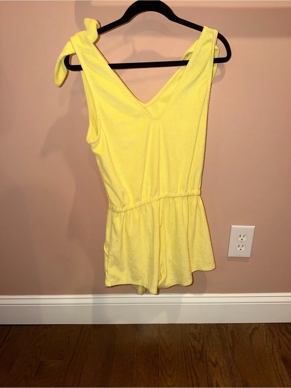 Girls Yellow Tie-Shoulder One-Piece Romper
